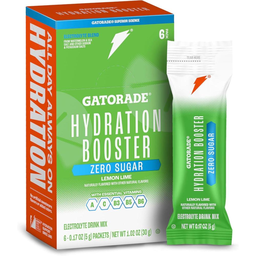 imageGatorade Hydration Booster Zero Sugar Passion Fruit Melon Pack of 6Lemon Lime