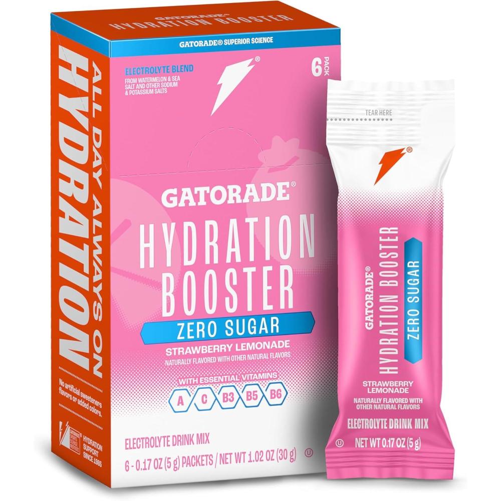 imageGatorade Hydration Booster Zero Sugar Passion Fruit Melon Pack of 6Pink Strawberry Lemonade