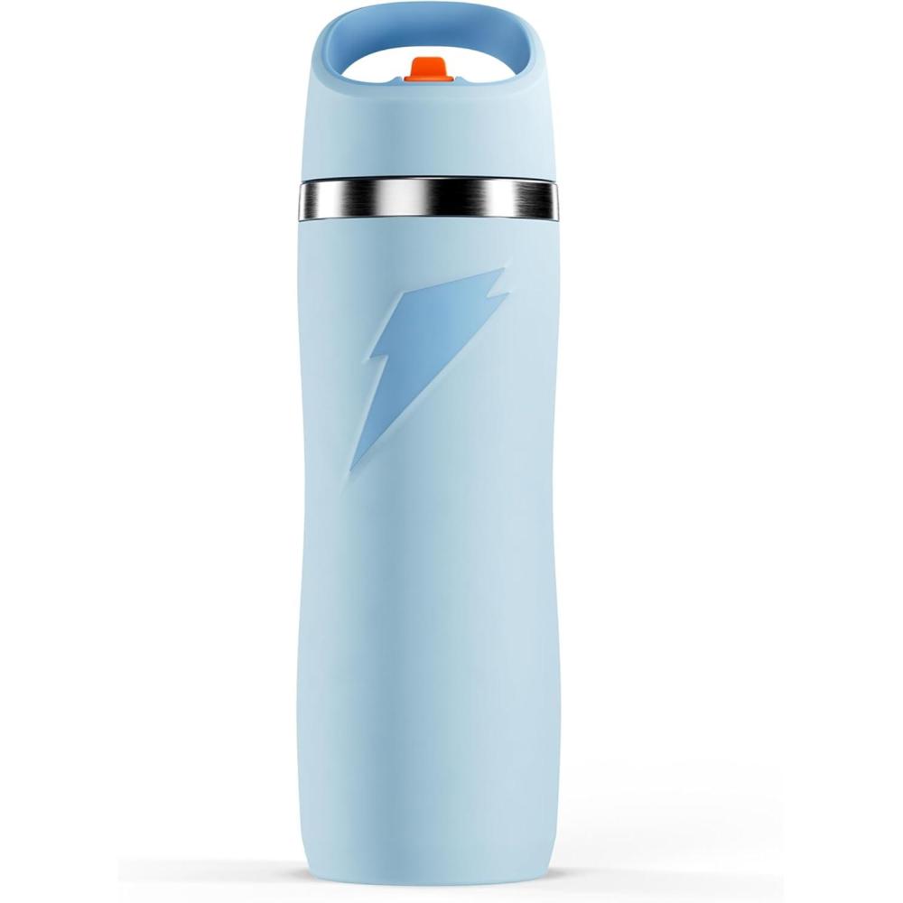 imageGatorade Overtime 32oz Stainless Steel Water Bottle Twist Cap WhiteLight Blue