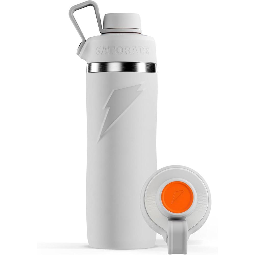 imageGatorade Overtime 32oz Stainless Steel Water Bottle Twist Cap WhiteWhite