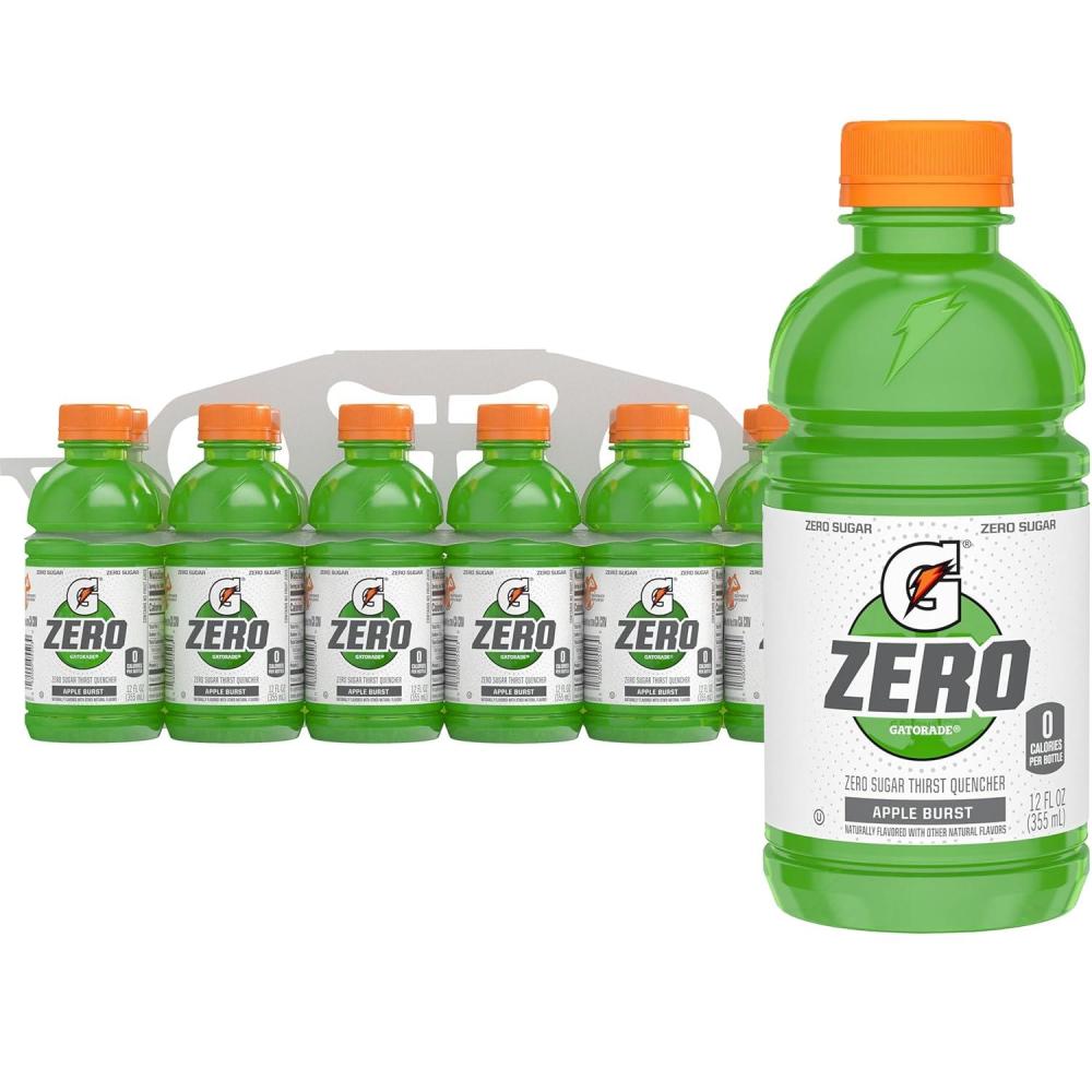 imageGatorade Thirst Quencher Zero Sugar Sports Drink Fruit Punch 12oz Bottles 12 Pack Electrolytes for RehydrationZero Sugar Apple Burst