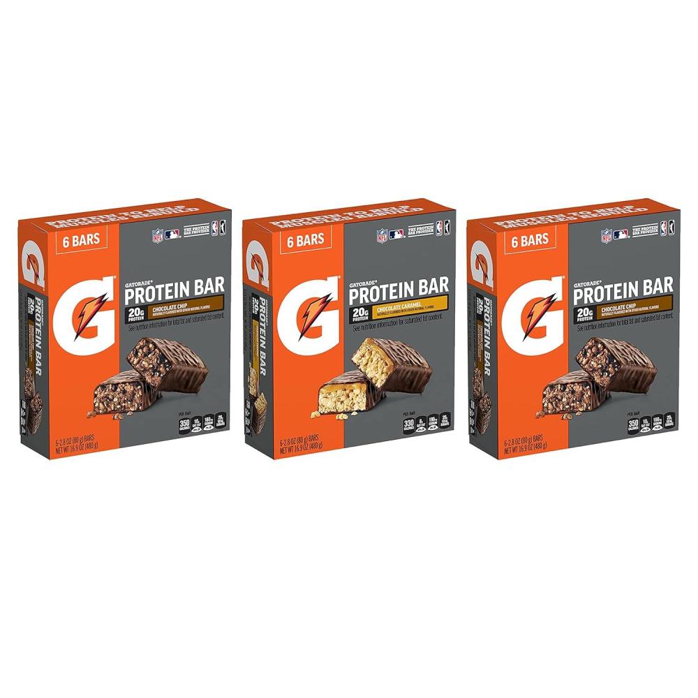 imageGatorade Whey Protein Recover Bars Chocolate Chip 28 ouncePack of 122 Flavor Variety Pack