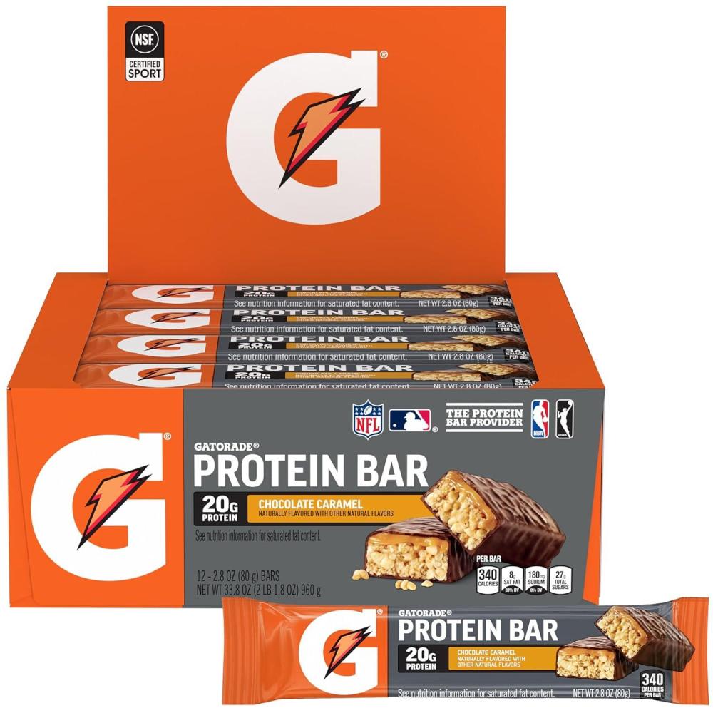 imageGatorade Whey Protein Recover Bars Chocolate Chip 28 ouncePack of 12Chocolate Caramel