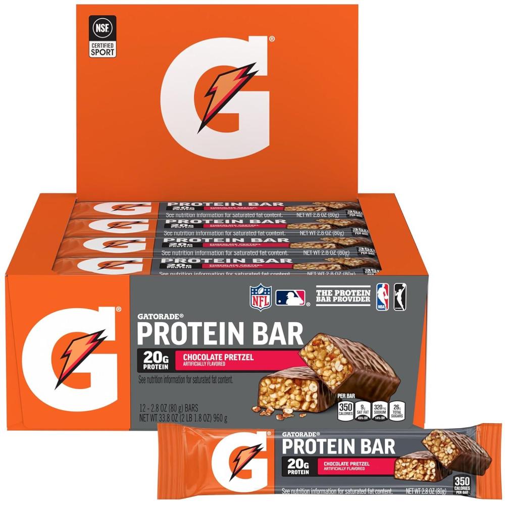 imageGatorade Whey Protein Recover Bars Chocolate Chip 28 ouncePack of 12Chocolate Pretzel