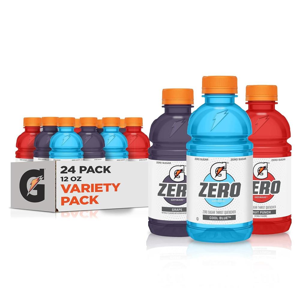 imageGatorade Zero Sugar Thirst Quencher Glacier Cherry Variety Pack 12 Fl Oz Pack of 24Zero Classic Variety Pack