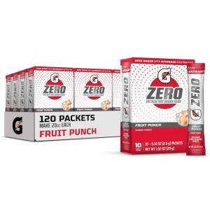 Gatorade G Zero Sports Drink Mix Powder Packets, Fruit Punch, Electrolyte Powder Drink Mix for Hydration, Zero Sugar, Total 120 Packets(Fruit Punch)