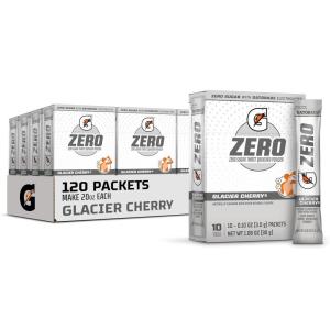 Gatorade G Zero Sports Drink Mix Powder Packets, Fruit Punch, Electrolyte Powder Drink Mix for Hydration, Zero Sugar, Total 120 Packets(Glacier Cherry)