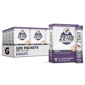 Gatorade G Zero Sports Drink Mix Powder Packets, Fruit Punch, Electrolyte Powder Drink Mix for Hydration, Zero Sugar, Total 120 Packets(Grape)