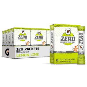 Gatorade G Zero Sports Drink Mix Powder Packets, Fruit Punch, Electrolyte Powder Drink Mix for Hydration, Zero Sugar, Total 120 Packets(Lemon-Lime)
