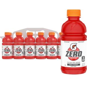 Gatorade Thirst Quencher Zero Sugar Sports Drink, Fruit Punch, 12oz Bottles, 12 Pack, Electrolytes for Rehydration(Zero Sugar – Fruit Punch)