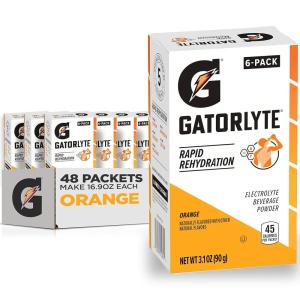 Gatorlyte Rapid Rehydration Electrolyte Beverage, Variety Pack, Lower Sugar, Specialized Blend of 5 Electrolytes, No Artificial Sweeteners or Flavors, 18 pack, 1 pack mixes with 16.9oz (500ml) water(Orange)