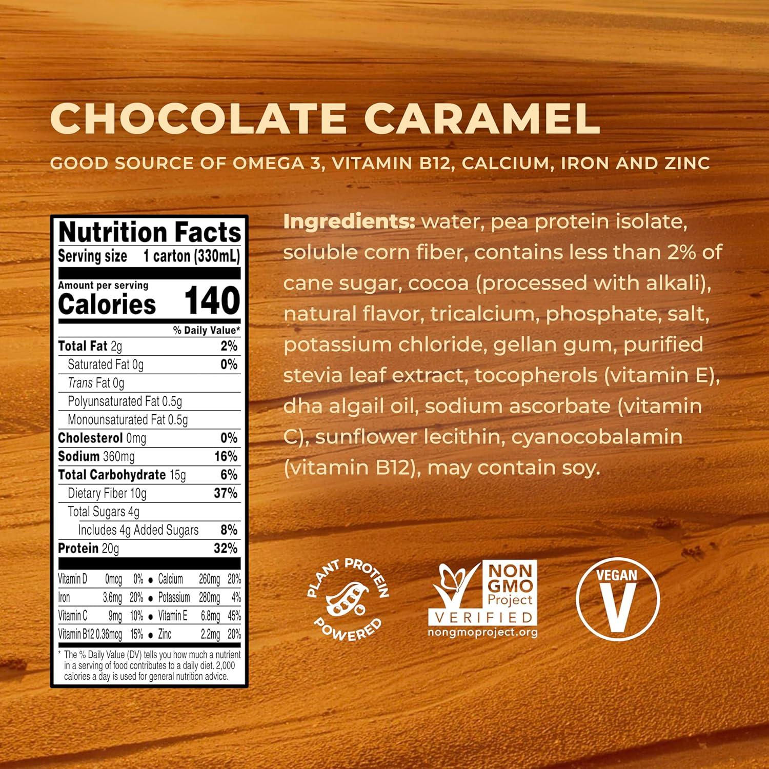 imageEvolve Plant Based Protein Shake Vanilla Bean 20g Vegan Protein Dairy Free No Artificial Sweeteners NonGMO 10g Fiber 11 Fl Oz Pack of 12 Formula May VaryChocolate Caramel