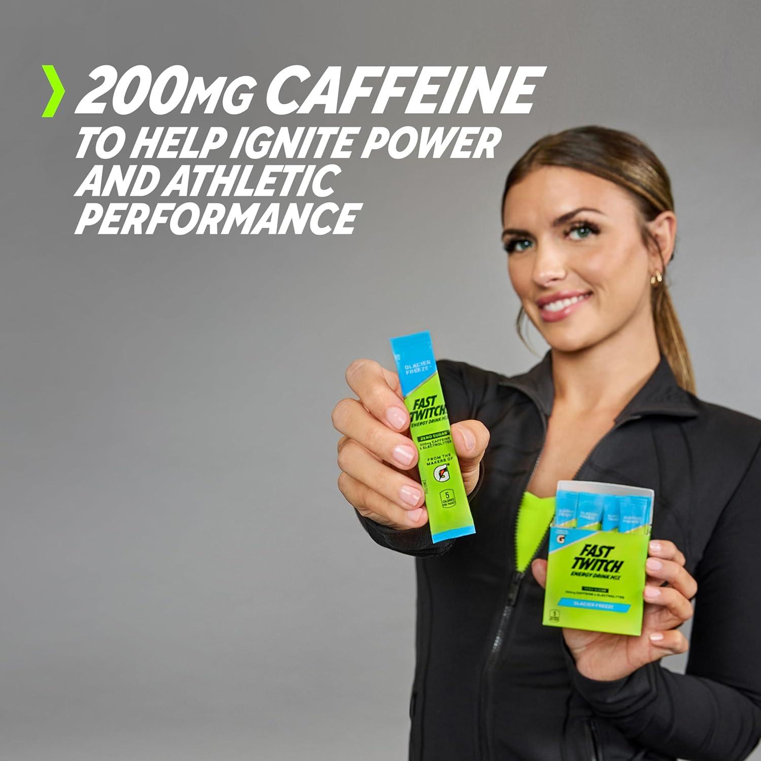 imageFast Twitch Energy Drink Mix from Gatorade Powder Sticks Strawberry Watermelon 008oz Packets 10 Pack Zero Sugar Electrolytes CaffeineCool Blue