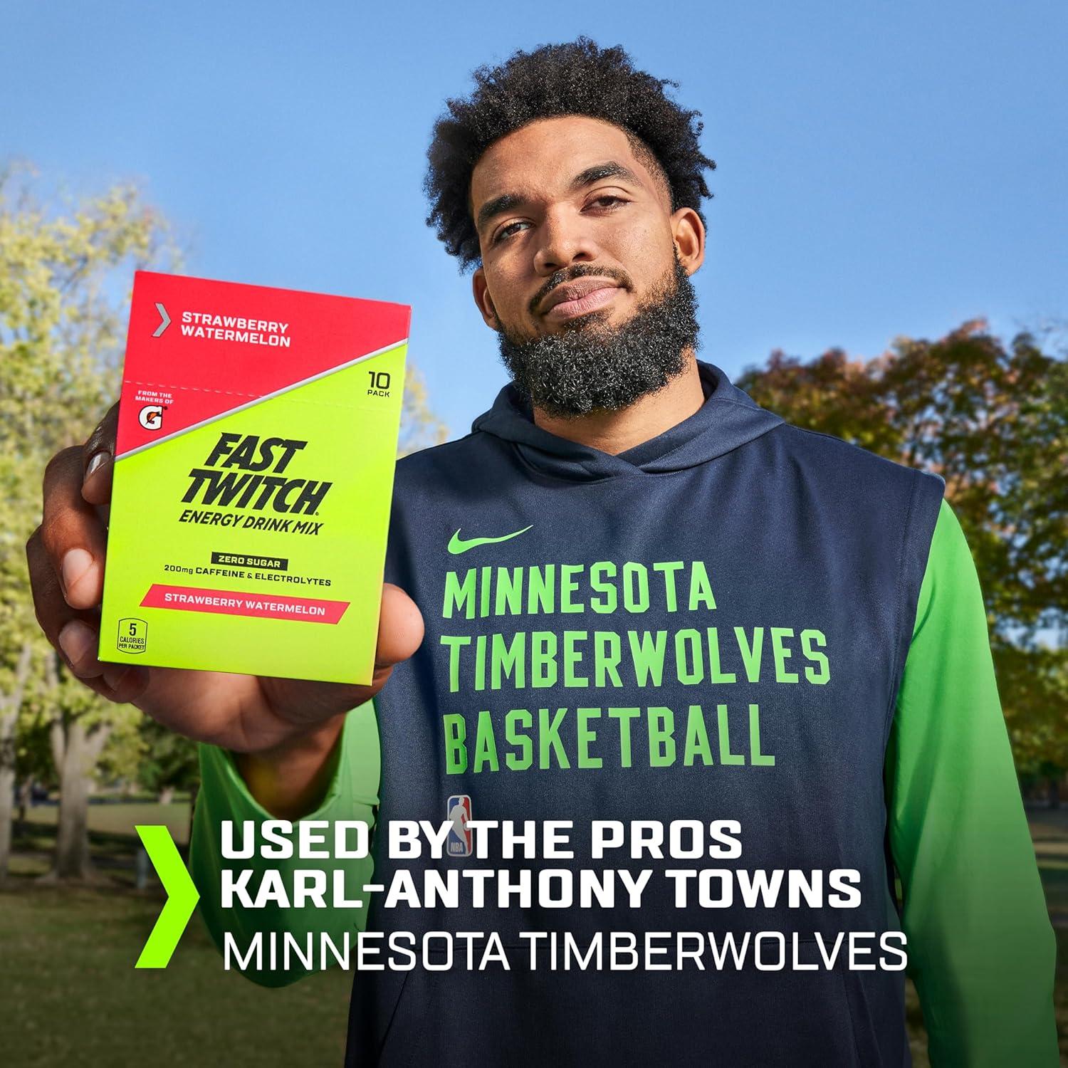 imageFast Twitch Energy Drink Mix from Gatorade Powder Sticks Strawberry Watermelon 008oz Packets 10 Pack Zero Sugar Electrolytes CaffeineStrawberry Watermelon