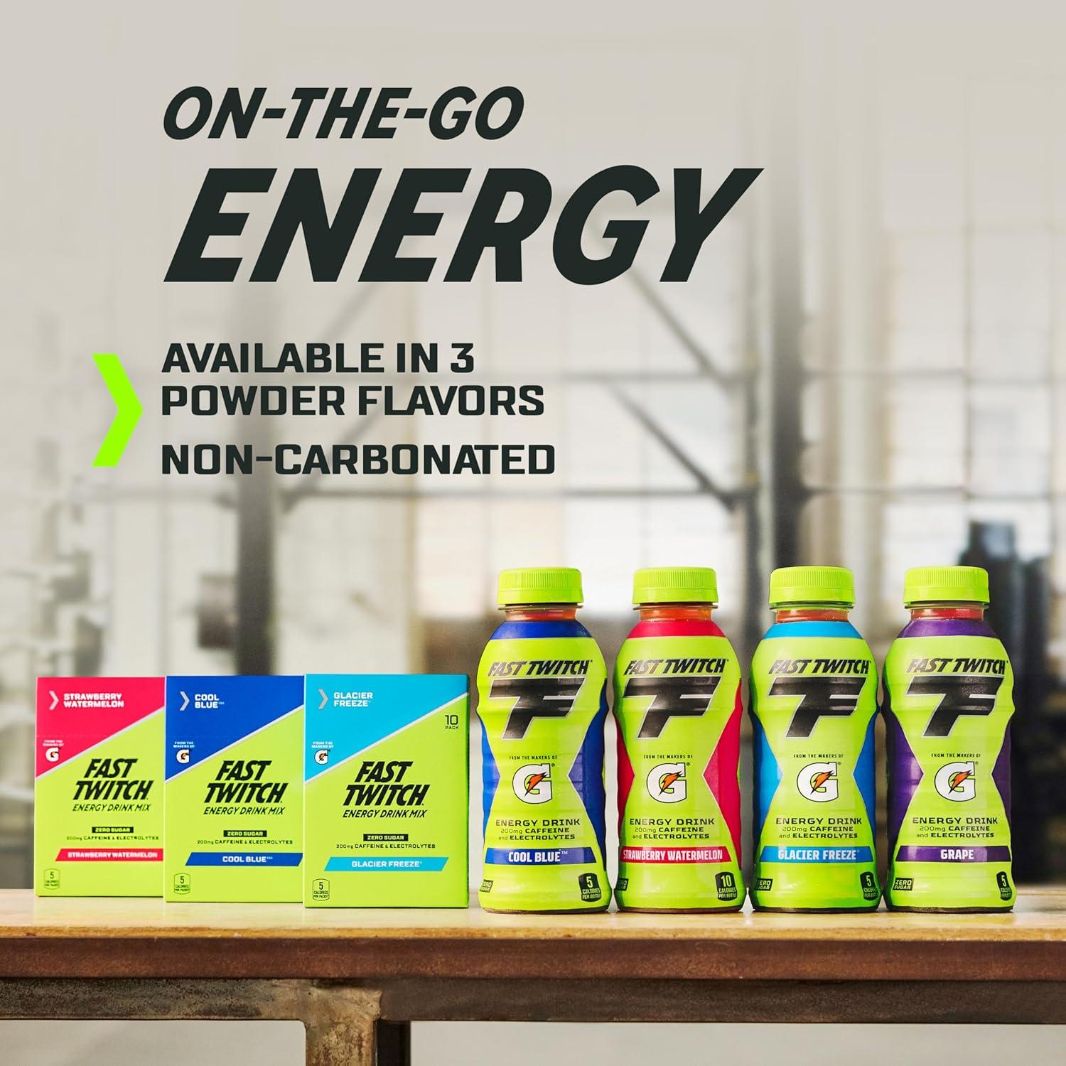 imageFast Twitch Energy Drink Mix from Gatorade Powder Sticks Strawberry Watermelon 008oz Packets 10 Pack Zero Sugar Electrolytes CaffeineStrawberry Watermelon