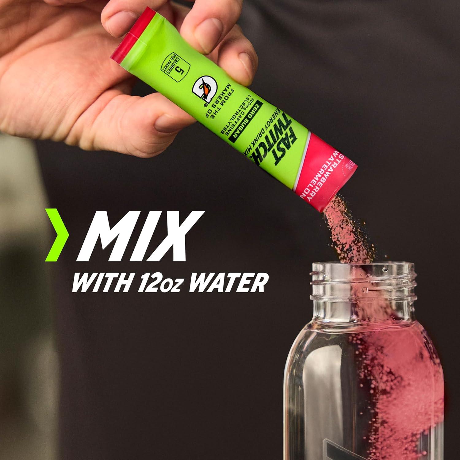 imageFast Twitch Energy Drink Mix from Gatorade Powder Sticks Strawberry Watermelon 008oz Packets 10 Pack Zero Sugar Electrolytes CaffeineStrawberry Watermelon