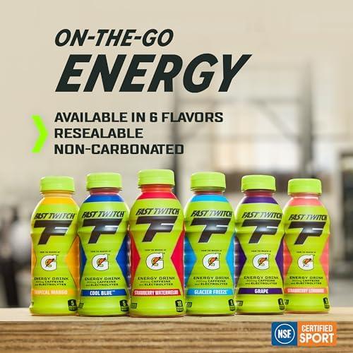 imageFast Twitch Energy drink from Gatorade Cool Blue 12oz Bottles 12 Pack 200mg Caffeine Zero Sugar ElectrolytesCool Blue