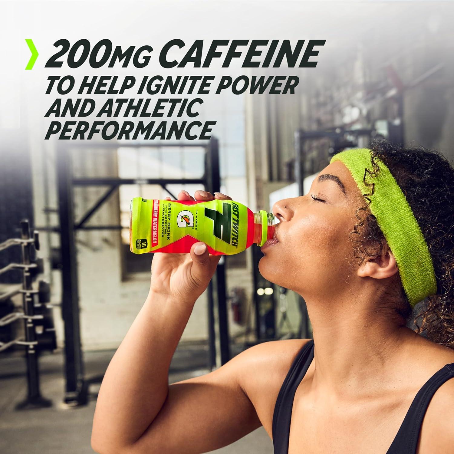 imageFast Twitch Energy drink from Gatorade Cool Blue 12oz Bottles 12 Pack 200mg Caffeine Zero Sugar ElectrolytesStrawberry Watermelon