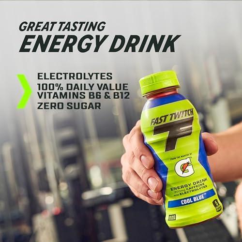 imageFast Twitch Energy drink from Gatorade Strawberry Lemonade 12oz Bottles 12 Pack 200mg Caffeine Zero Sugar Electrolytes