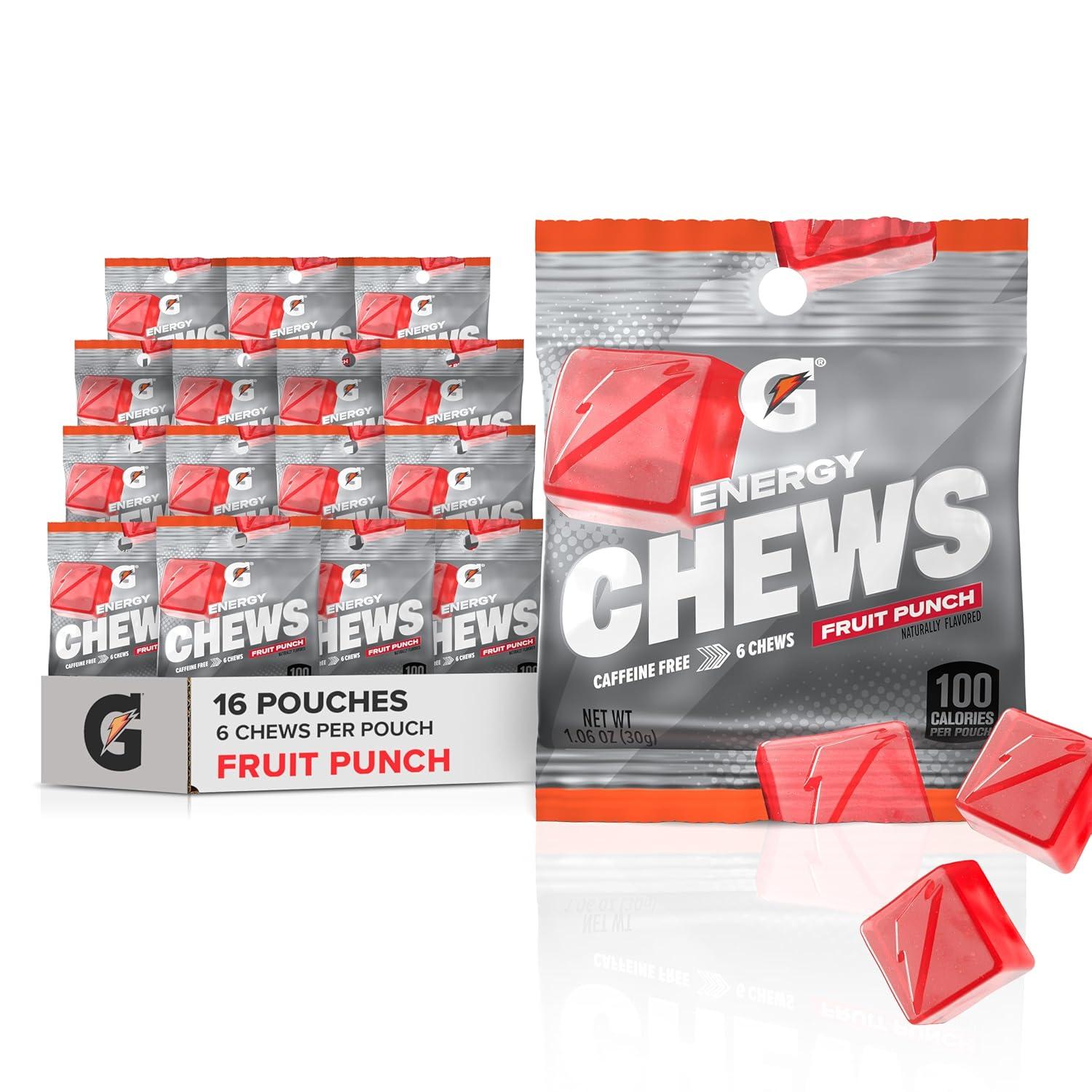 imageGatorade Energy Chews Cool Blue Caffeine Free B12 100 Calorie Pouches 5 PackFruit Punch