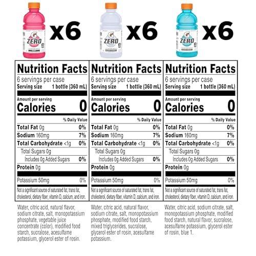 imageGatorade Zero Flavor Variety Pack 12 Fl Oz Bottles 18 Pack3 Flavor Variety Pack