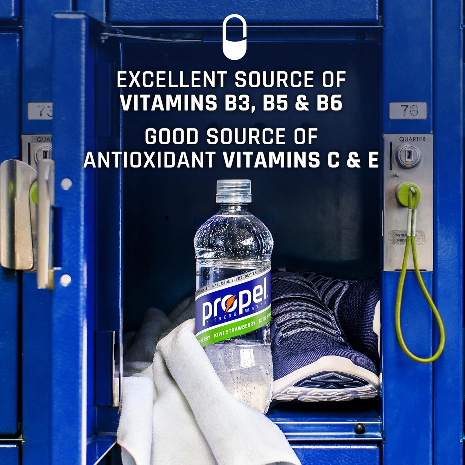 imagePropel Electrolyte Enhanced Water Sports Drink Strawberry Lemonade Flavored Water Zero Calorie ampamp Zero Sugar Hydration with Electrolytes and Vitamins C ampamp E 169 fl oz Water Bottles 12 PackStrawberry Lemonade