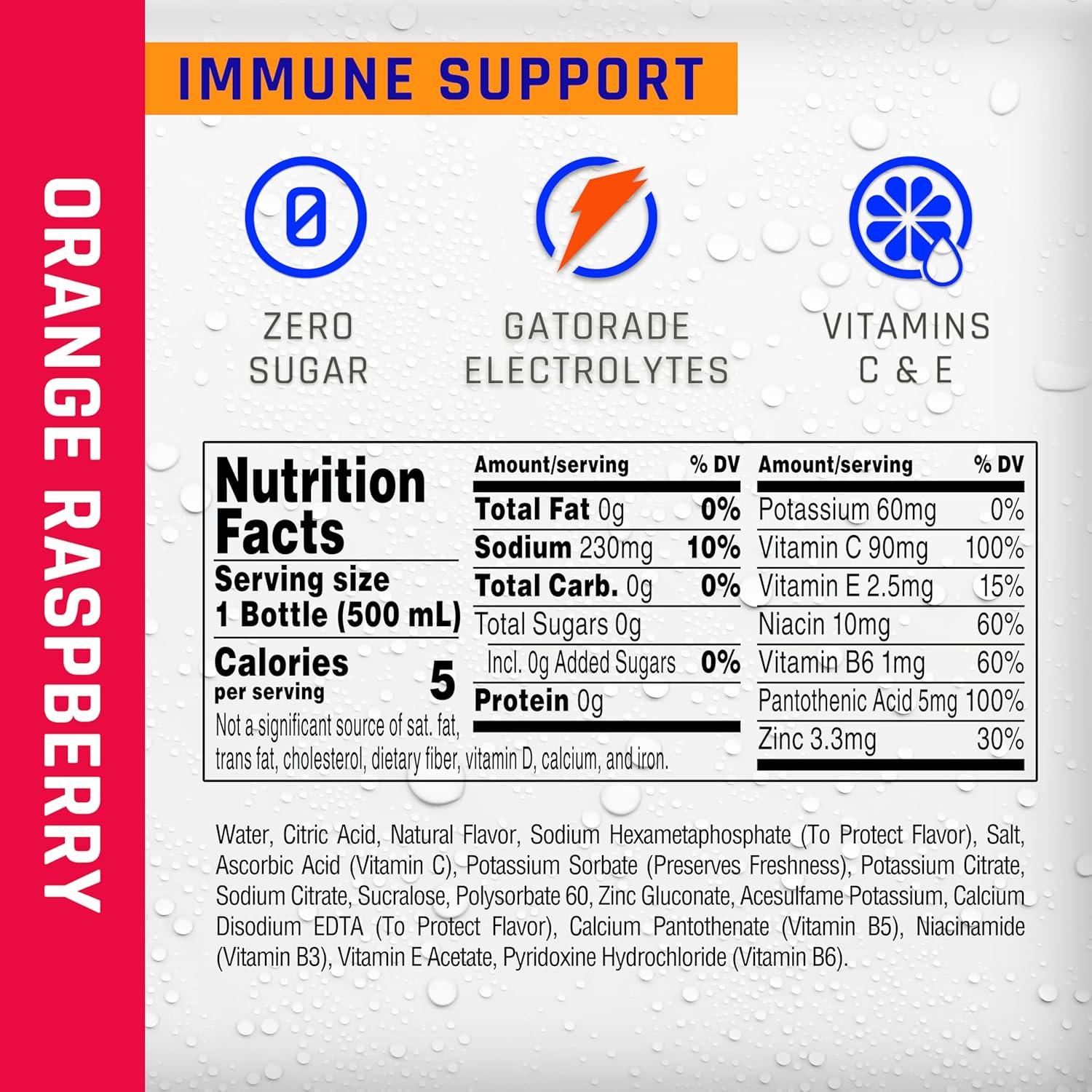 imagePropel Immune Support Electrolyte Enhanced Water Sports Drink Orange Raspberry Flavored Water 100 DV Vitamin C Zinc Zero Calorie ampamp Zero Sugar Hydration with Electrolytes and Vitamins 169 fl oz Water Bottles 12 PackOrange Raspberry