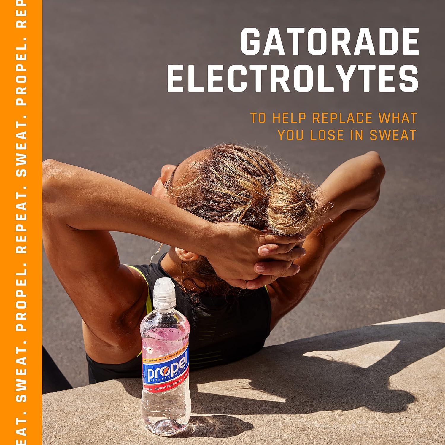 imagePropel Immune Support Electrolyte Enhanced Water Sports Drink Orange Raspberry Flavored Water 100 DV Vitamin C Zinc Zero Calorie ampamp Zero Sugar Hydration with Electrolytes and Vitamins 169 fl oz Water Bottles 12 PackOrange Raspberry