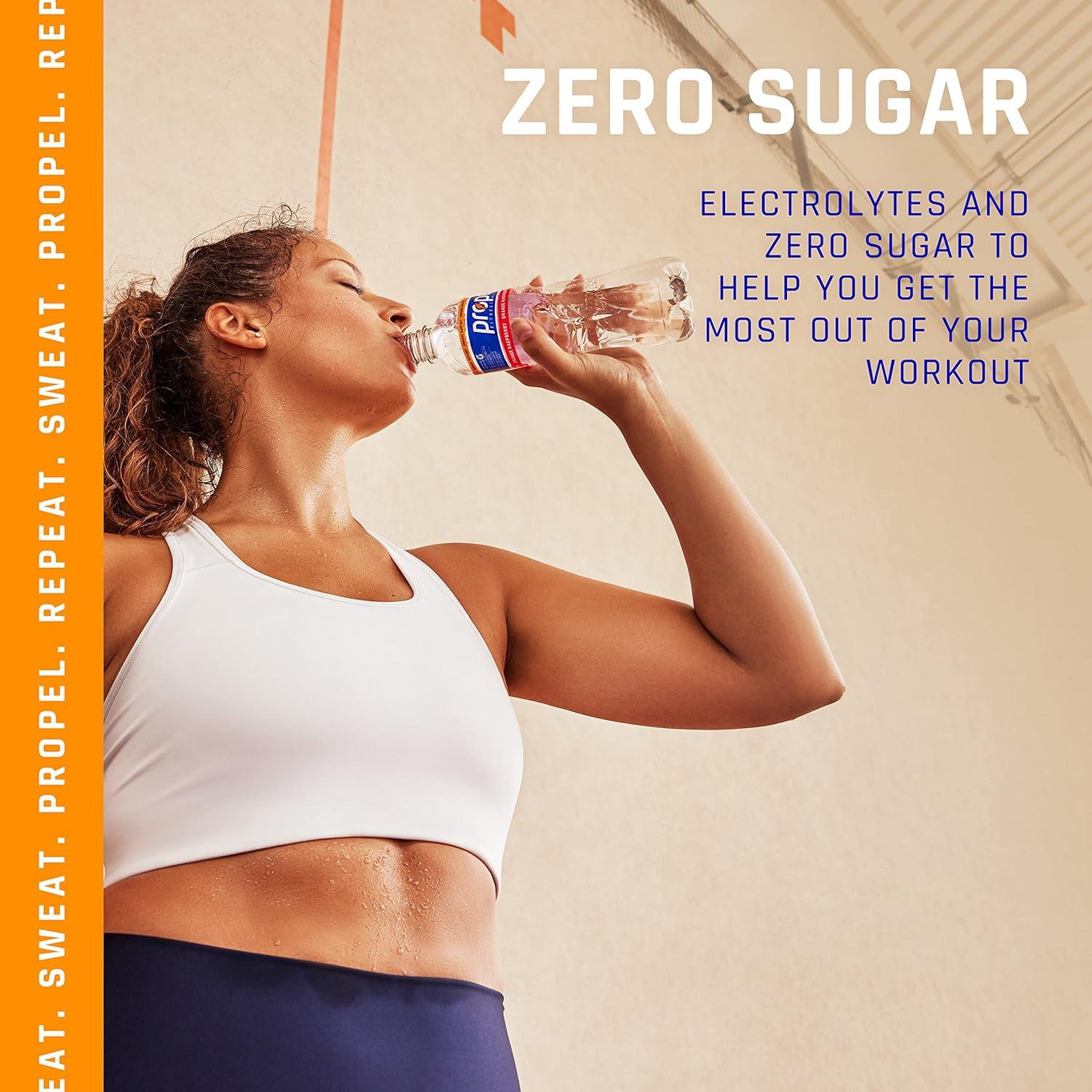 imagePropel Immune Support Electrolyte Enhanced Water Sports Drink Orange Raspberry Flavored Water 100 DV Vitamin C Zinc Zero Calorie ampamp Zero Sugar Hydration with Electrolytes and Vitamins 169 fl oz Water Bottles 12 PackOrange Raspberry