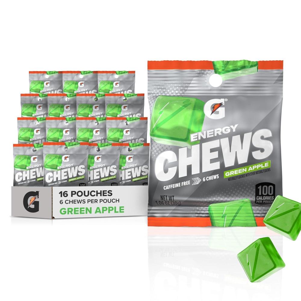 imageGatorade Energy Chews Cool Blue Caffeine Free B12 100 Calorie Pouches 5 PackGreen Apple