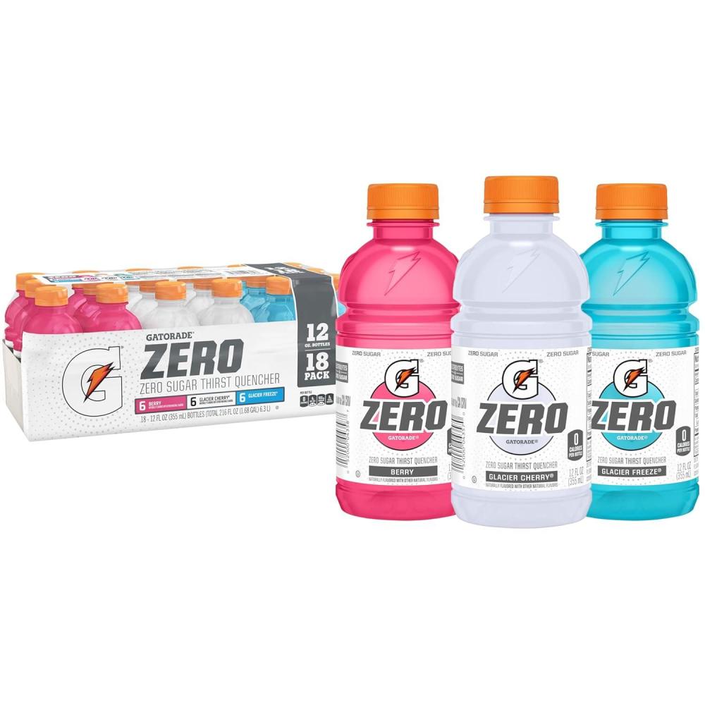 imageGatorade Zero Flavor Variety Pack 12 Fl Oz Bottles 18 Pack3 Flavor Variety Pack