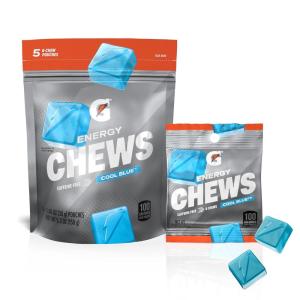 Gatorade Energy Chews, Cool Blue, Caffeine Free, B12, 100 Calorie Pouches, (5 Pack)(Cool Blue)