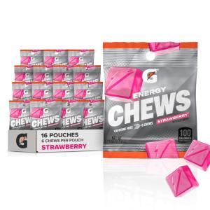 Gatorade Energy Chews, Cool Blue, Caffeine Free, B12, 100 Calorie Pouches, (5 Pack)(Strawberry)