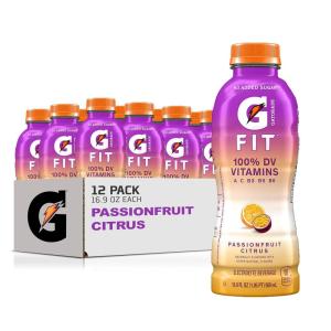Gatorade Fit Electrolyte Beverage, Healthy Real Hydration, Passionfruit Citrus, 16.9 Fl Oz (Pack of 12)