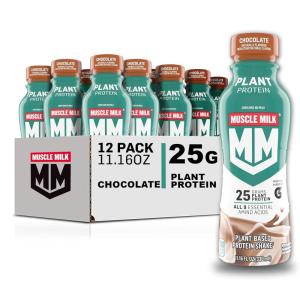 Muscle Milk Plant Based Protein Shake, Chocolate, 11.16 Fl Oz (Pack of 12)(Chocolate)