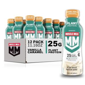 Muscle Milk Plant Based Protein Shake, Chocolate, 11.16 Fl Oz (Pack of 12)(Vanilla Caramel)