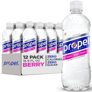 Propel Electrolyte Enhanced Water Sports Drink, Strawberry Lemonade Flavored Water, Zero Calorie & Zero Sugar Hydration with Electrolytes and Vitamins C & E, 16.9 fl oz Water Bottles (12 Pack)(Berry)