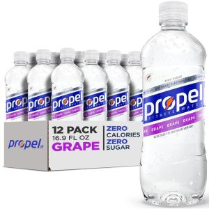 Propel Electrolyte Enhanced Water Sports Drink, Strawberry Lemonade Flavored Water, Zero Calorie & Zero Sugar Hydration with Electrolytes and Vitamins C & E, 16.9 fl oz Water Bottles (12 Pack)(Grape)
