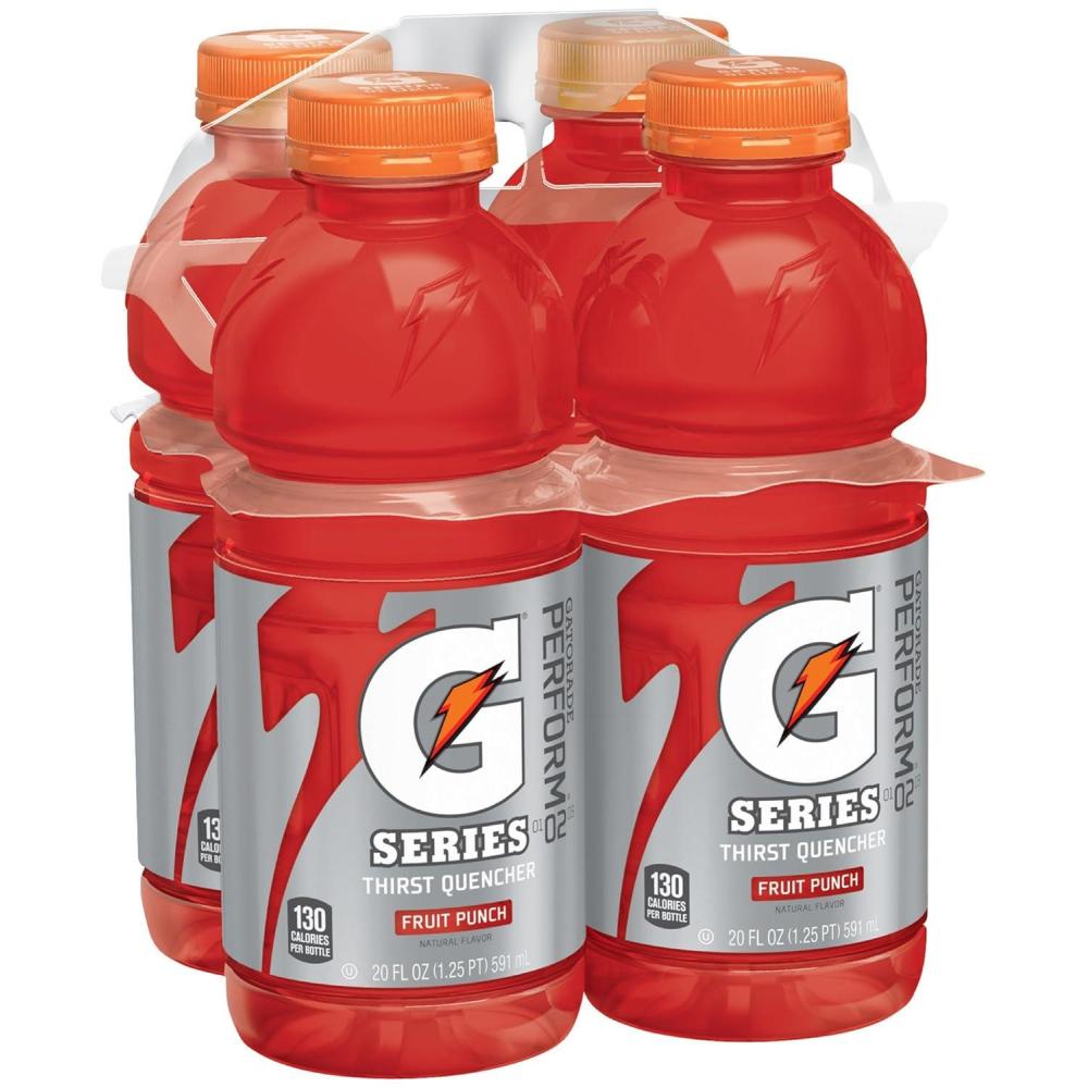 imageGatorade Thirst Quencher Sports Drink Fruit Punch 20oz Bottles 4 Pack Electrolytes for Rehydration