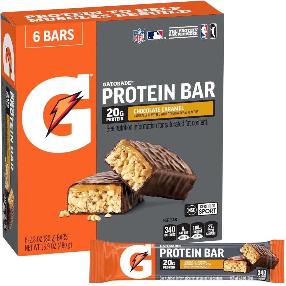 imageGatorade Whey Protein Recover Bars Chocolate Caramel 28 Oz 6 Ct6 Count Pack of 1