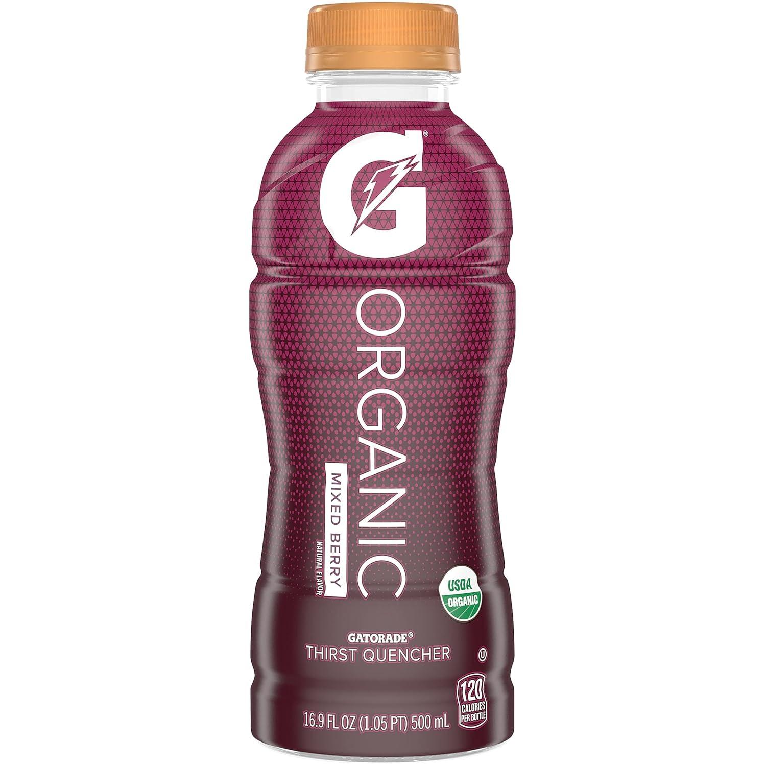 image:imageG Organic 3 Flavor Variety Pack Gatorade Sports Drink Organic Hydration USDA Certified Organic 169 fl oz Bottles Pack of 12Passion Fruit Mixed Berry Strawberry