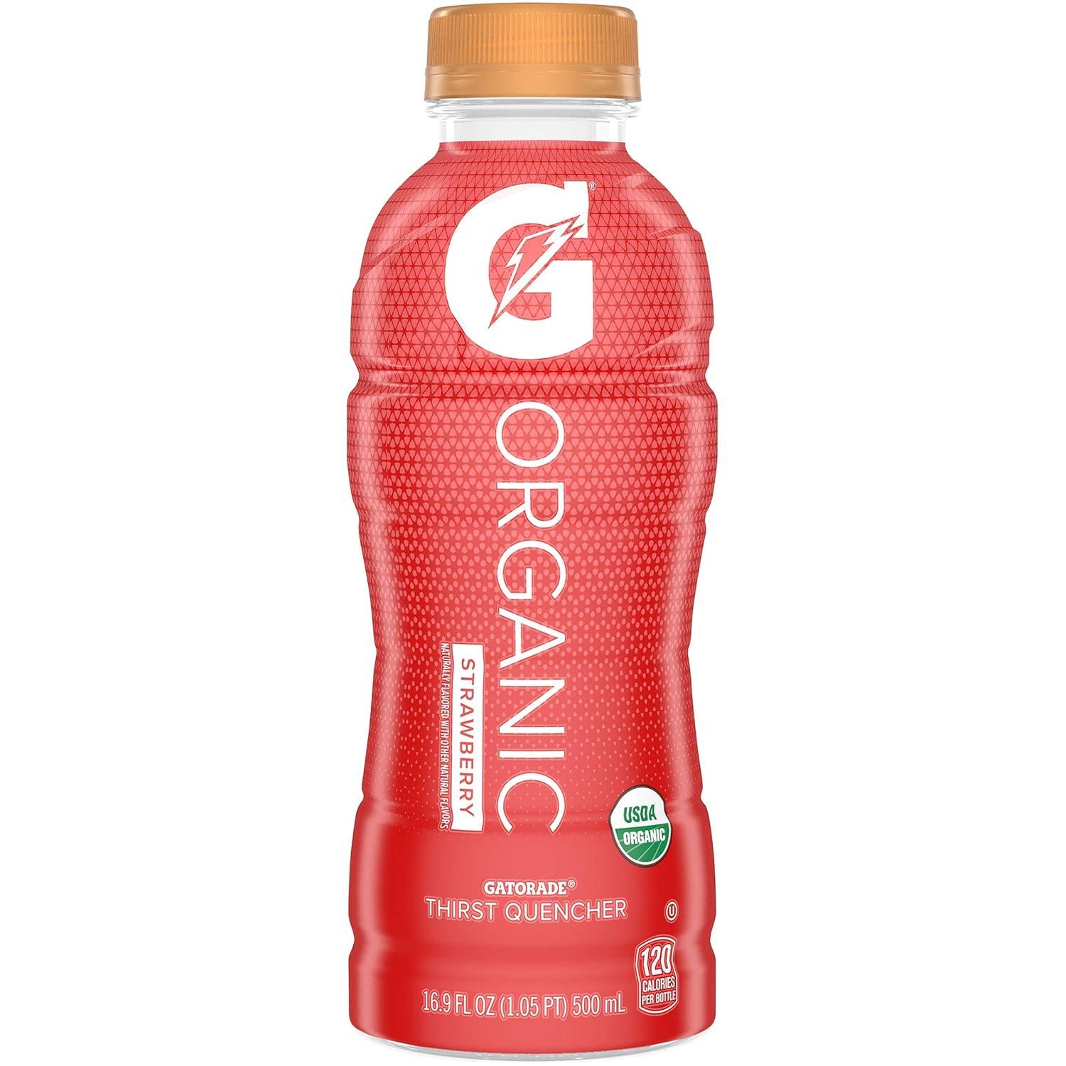 image:imageG Organic 3 Flavor Variety Pack Gatorade Sports Drink Organic Hydration USDA Certified Organic 169 fl oz Bottles Pack of 12Strawberry