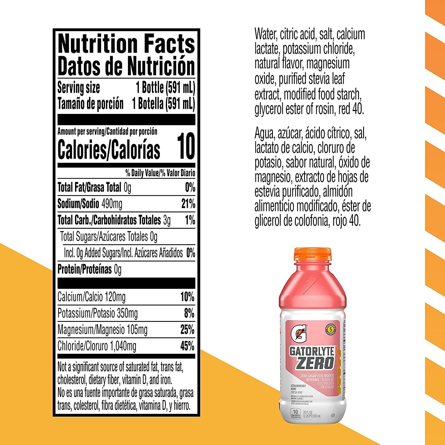 image:imageGatorlyte Zero Strawberry Kiwi 20 Fl Oz Bottle Pack of 12
