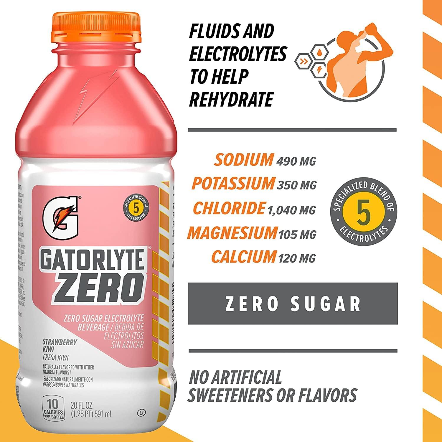 image:imageGatorlyte Zero Strawberry Kiwi 20 Fl Oz Bottle Pack of 12