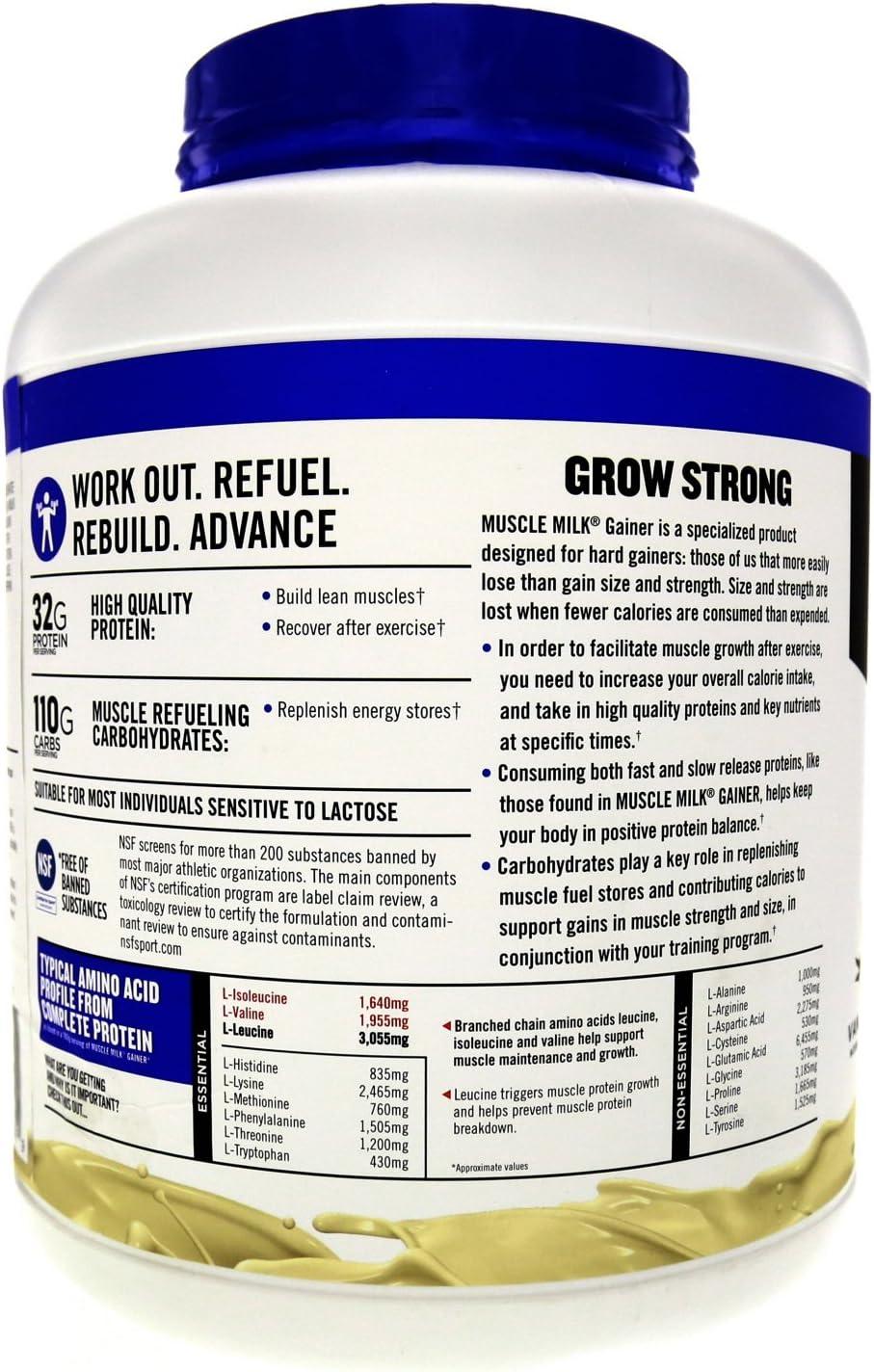 image:imageMuscle Milk Gainer Protein Powder Vanilla Creme 32g Protein 5 PoundPowder