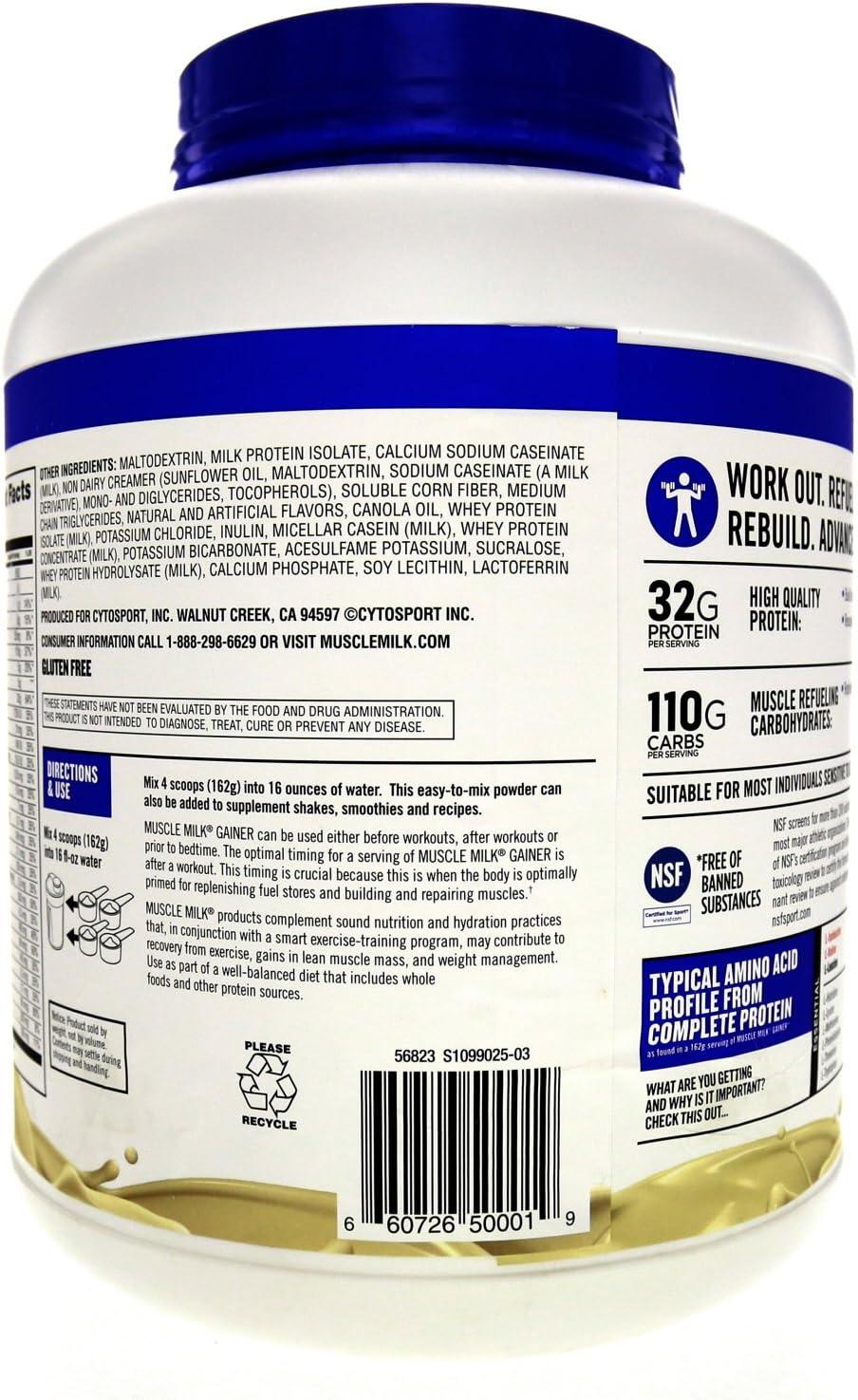 image:imageMuscle Milk Gainer Protein Powder Vanilla Creme 32g Protein 5 PoundPowder