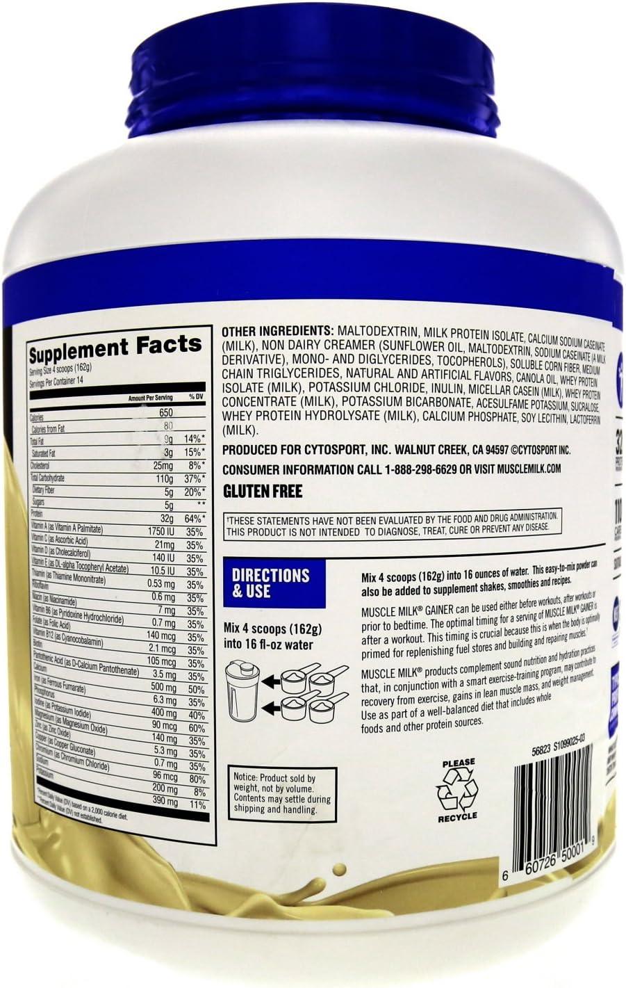 image:imageMuscle Milk Gainer Protein Powder Vanilla Creme 32g Protein 5 PoundPowder