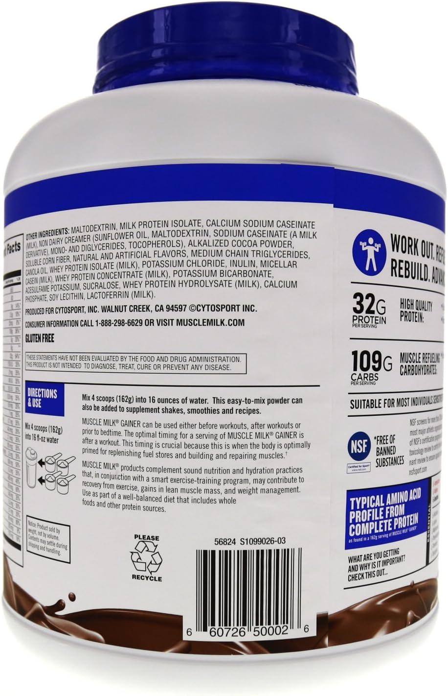 image:imageMuscle Milk Gainer Protein Powder Vanilla Creme 32g Protein 5 PoundPowder
