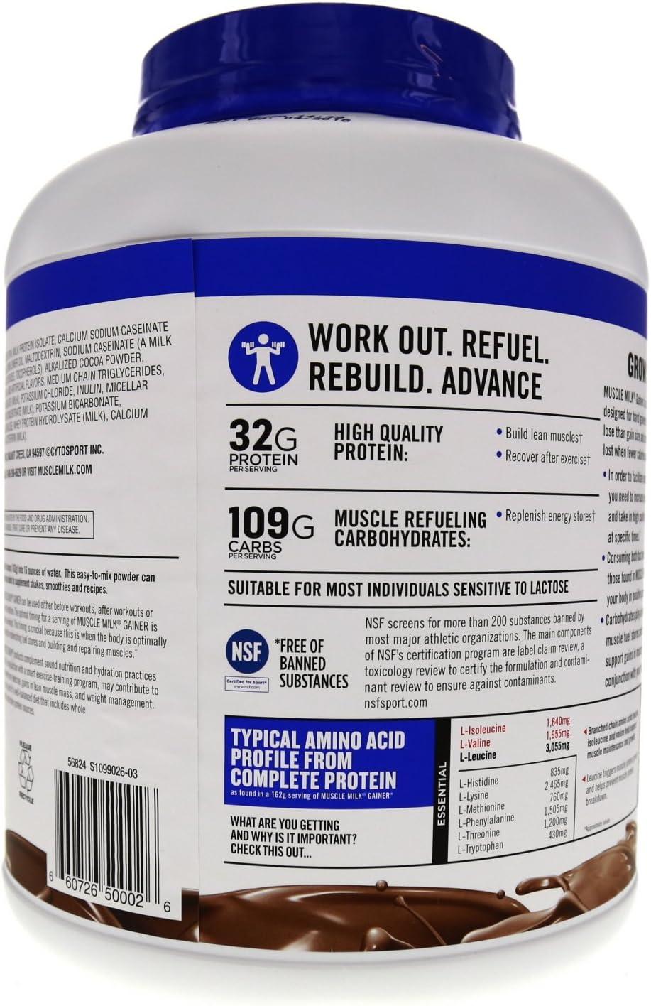 image:imageMuscle Milk Gainer Protein Powder Vanilla Creme 32g Protein 5 PoundPowder