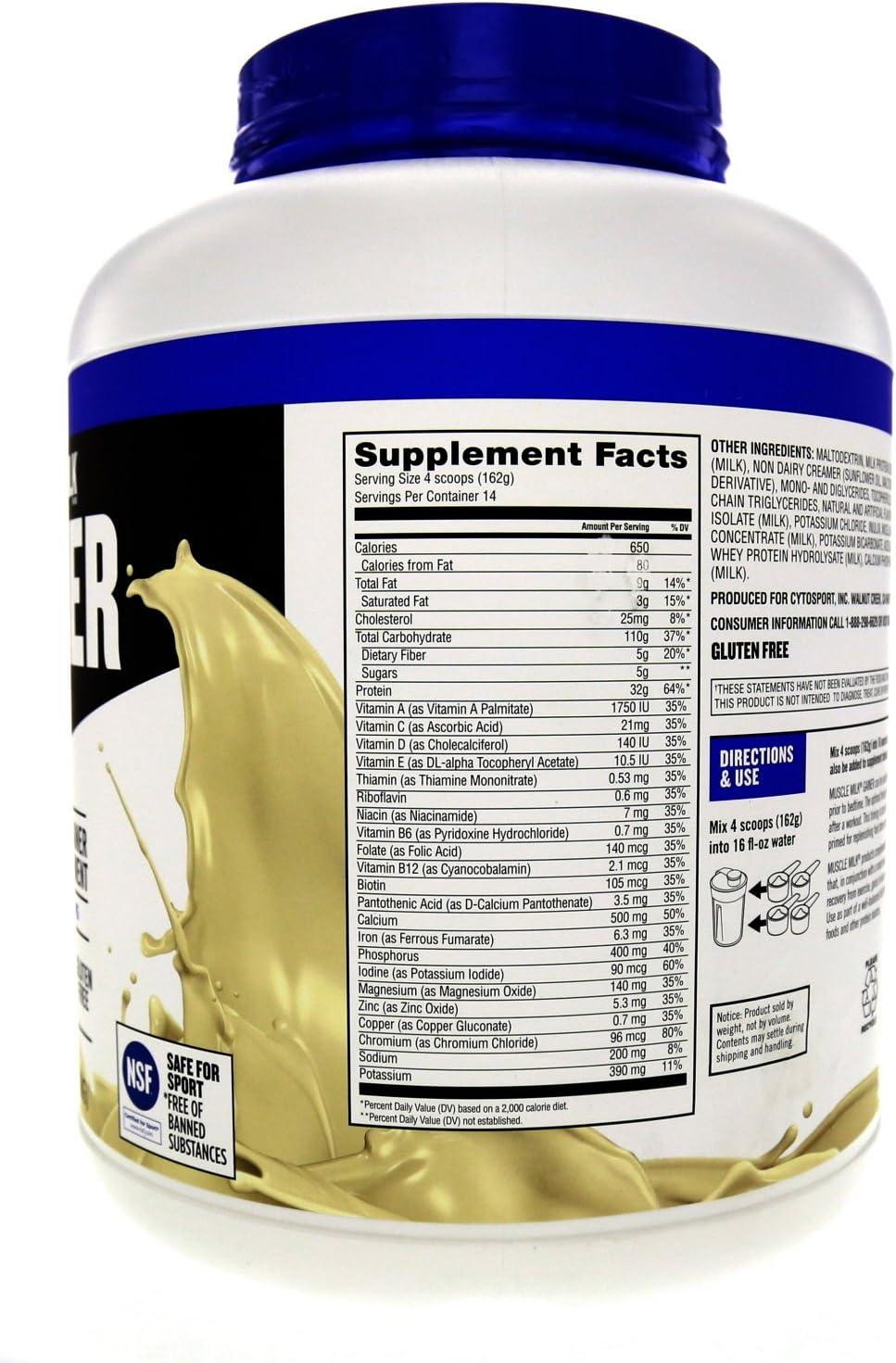 image:imageMuscle Milk Gainer Protein Powder Vanilla Creme 32g Protein 5 PoundPowder